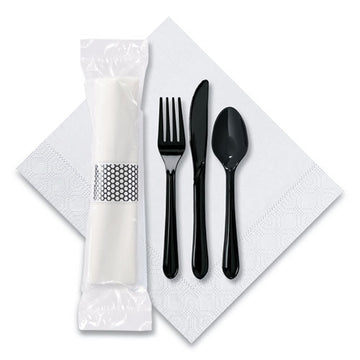 Hoffmaster® Caterwrap Cater To Go Express Cutlery Kit, Fork-knife-spoon-napkin, Black, 100-carton freeshipping - TVN Wholesale